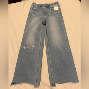 Altar'd State Light Wash Blue Distressed Wide Leg Jeans
